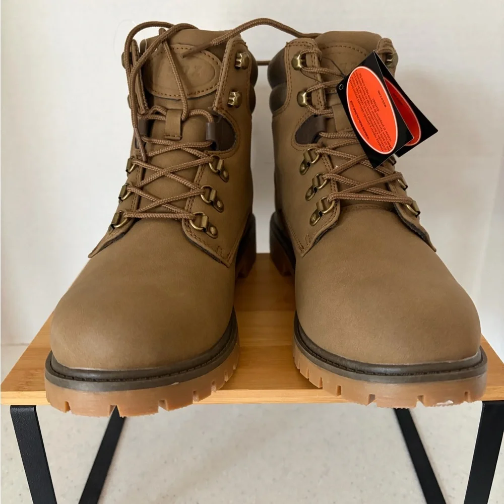 NWT LUGZ Scaffold Tan/Brown Lace-Up Work Hike Boots Men’s Sz 8.5 Slip Resistant